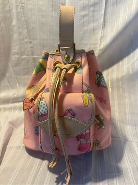 Pink Dooney and Burke Drawstring Bucket Bag